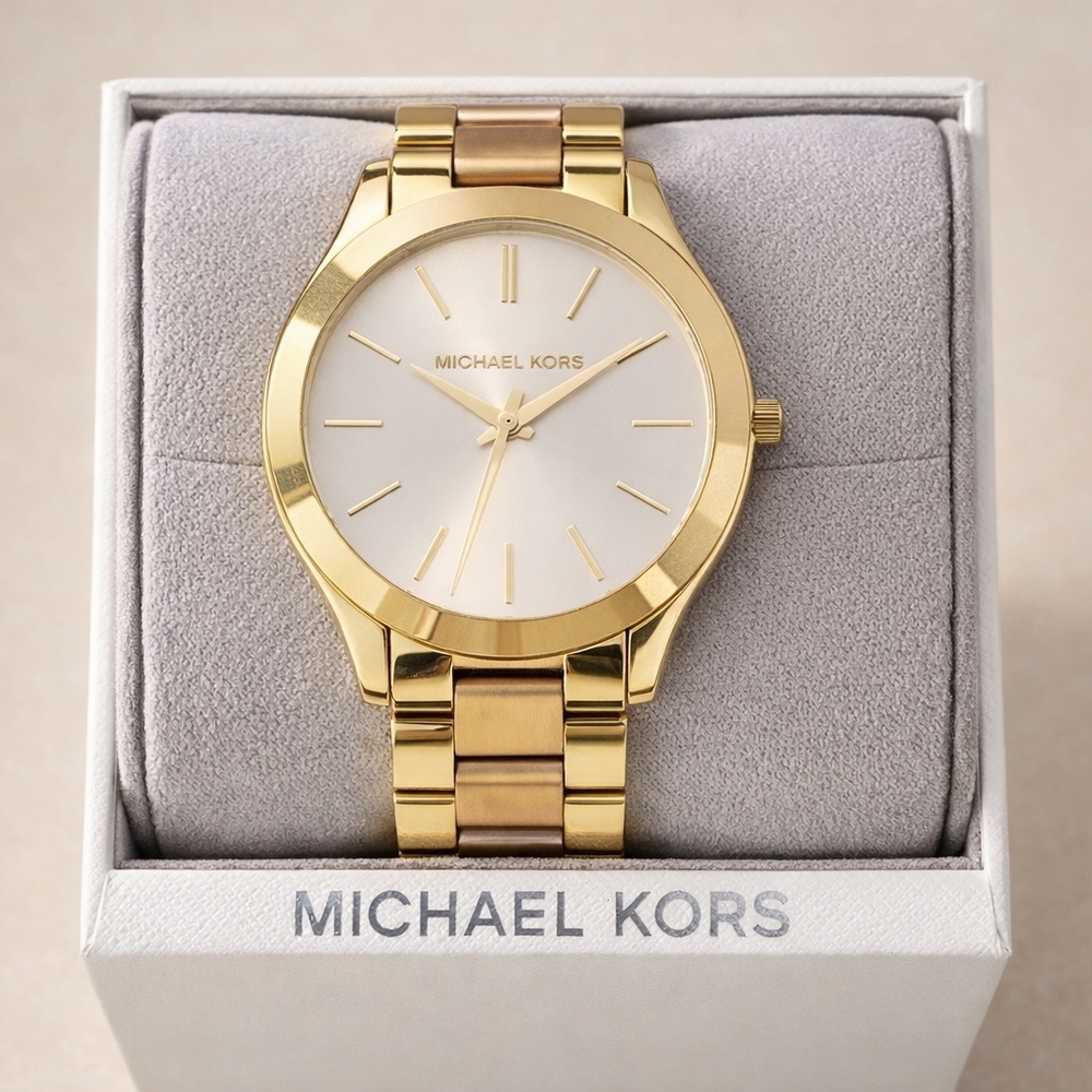 🛑SOLD🛑ichael Kors MK3493 Slim Runway Gold Tone Watch Dial Women - Picture 3 of 11